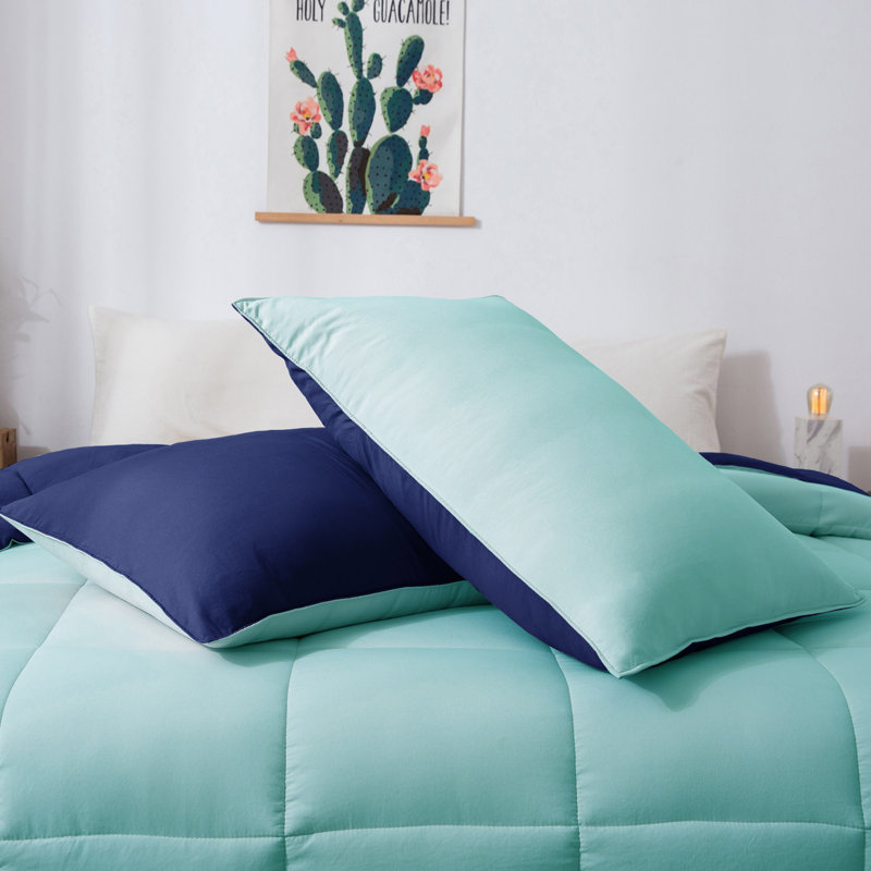 All Season Down Alternative Quilted Comforter Set-Reversible Bedding Set-Machine Washable, King Comforter + 2 King Shams