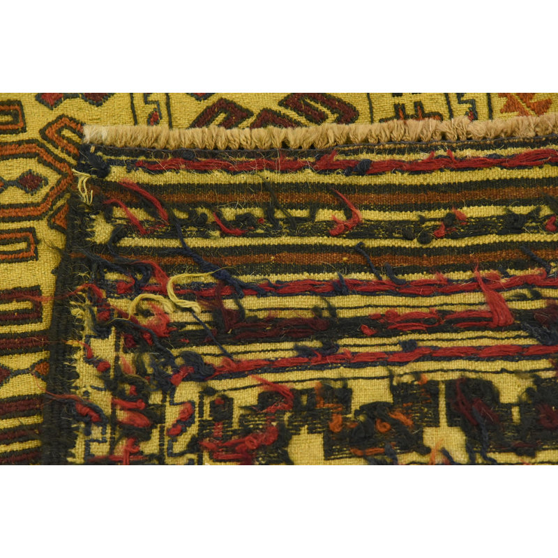 Tapis beige en laine 4 pi x 6 pi 4 po one-of-kind à la main noué la Warminster