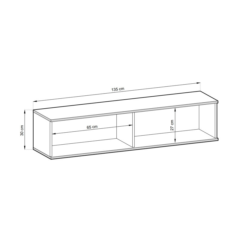 Perina Unfinished Floating TV Stand for TVs up to 60", Black/Gold