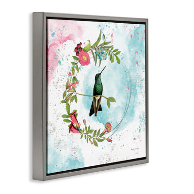  Art mural sur toile "Colibri à l'intérieur d'une couronne" par Katie pertiet