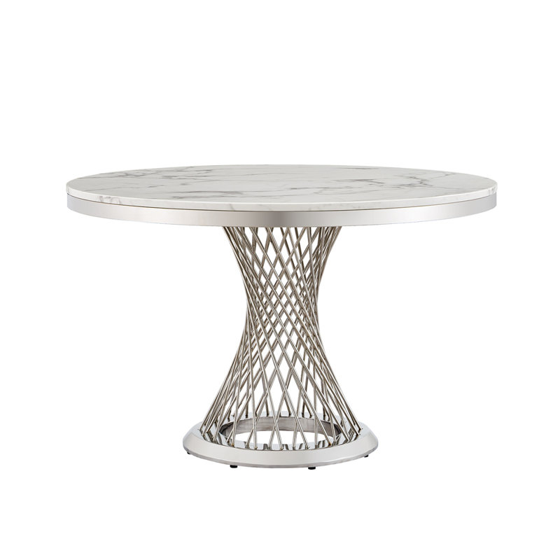 47" Round Dining Table, Silver