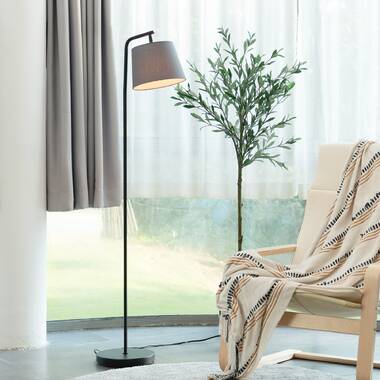 Kyeria Arc/Arched Floor Lamp with Remote Control and Smart Bulb Included Ebern Designs Base Finish: Brown