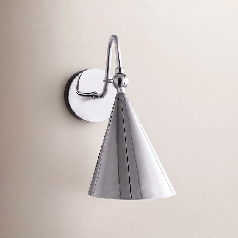 Cogan 1-Light Dimmable Armed Sconce, Polished Nickel