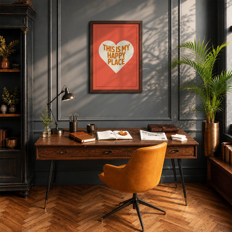 My Happy Place Modern - Print, A2 - 59.4 x 42.0 cm, Walnut