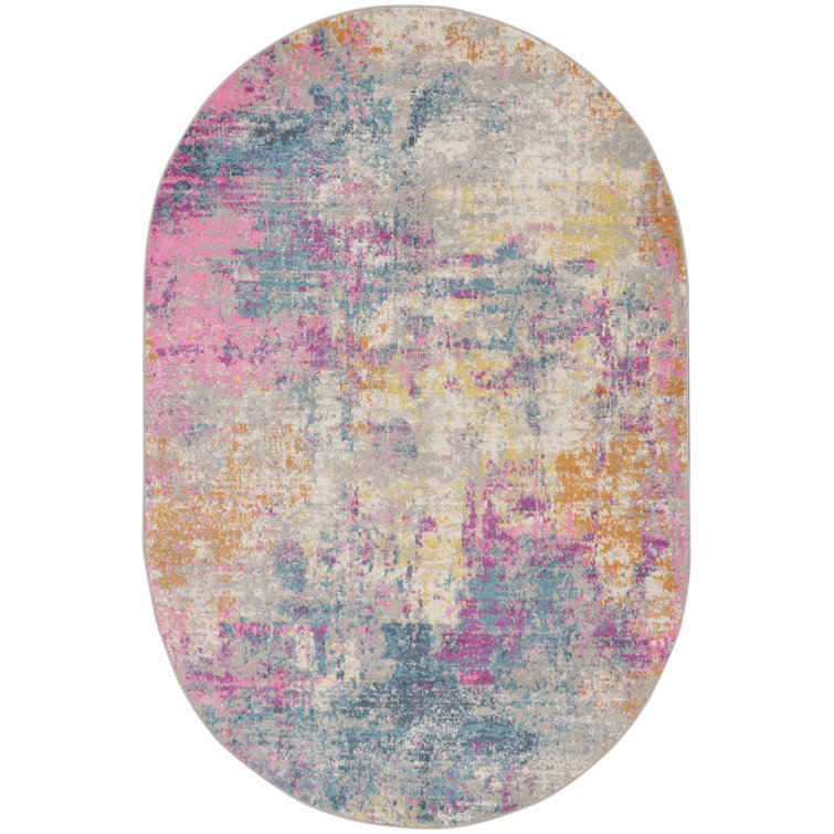 Abbate Abstract Pink/Blue/Orange/Ivory Area Rug