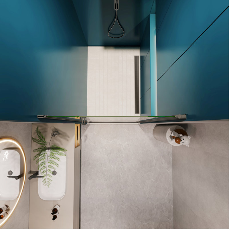 1/4" Tempered Glass Shower Door With Universal Pivot. Matte Black, 1 3/8" Adjustable, 36000 Times Checked, Leak- Adjustable Pivot - Matted Black Finish Clear Wall Channel Quality #304 Stainless Steel