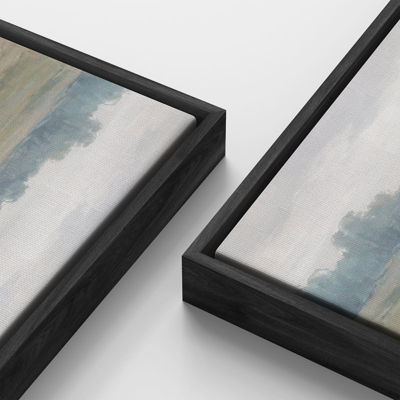 Impression sur toile encadrée, "Large Large Coastal Marsh Wetland River Neutre", H 20 po x l 60 po, Noir