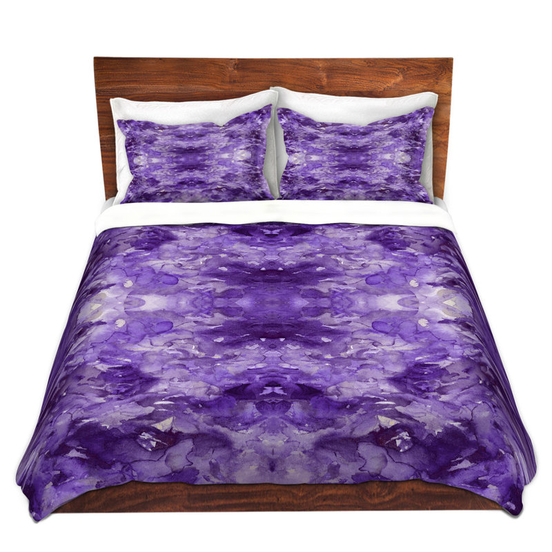 Ensemble de housse de couette Tie Dye Helix, 1 housse + 2 taies très grand lit, Mauve