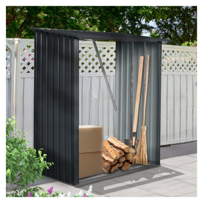 Support extérieur en bois de chauffage en acier galvanisé résistant aux intempéries 3 pi x 5 pi
