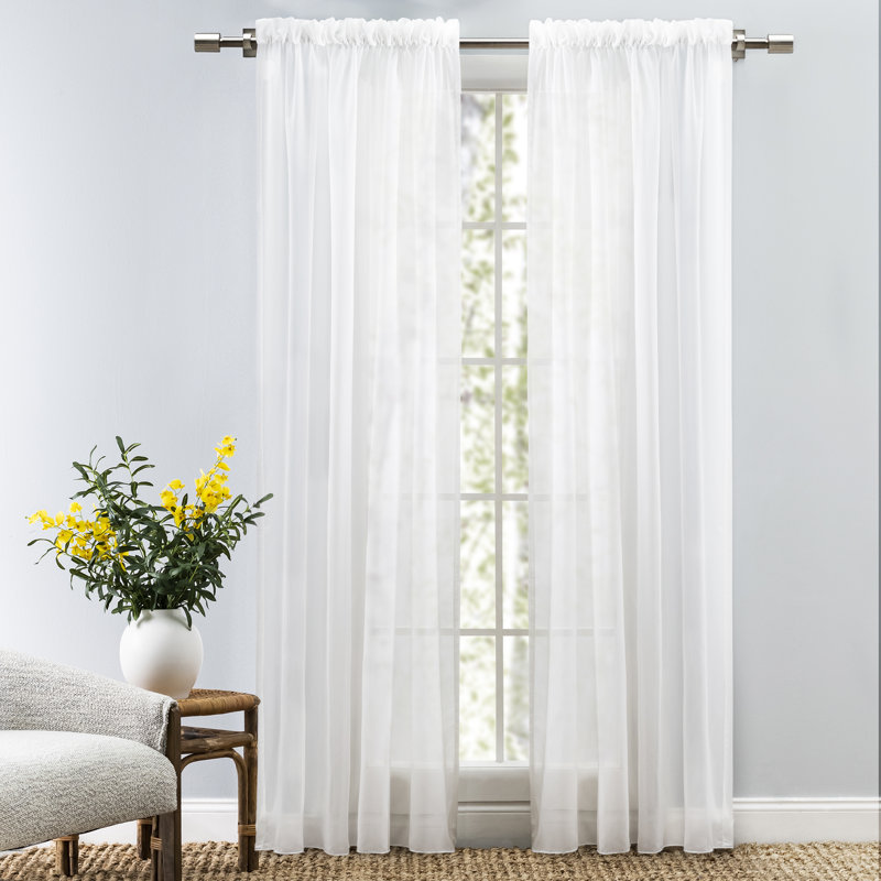Stasia Delicate Semi-Sheer Single Panels & Extra Wide Rod Pocket Curtain Panels in Various Sizes, White, 54" W x 84" L
