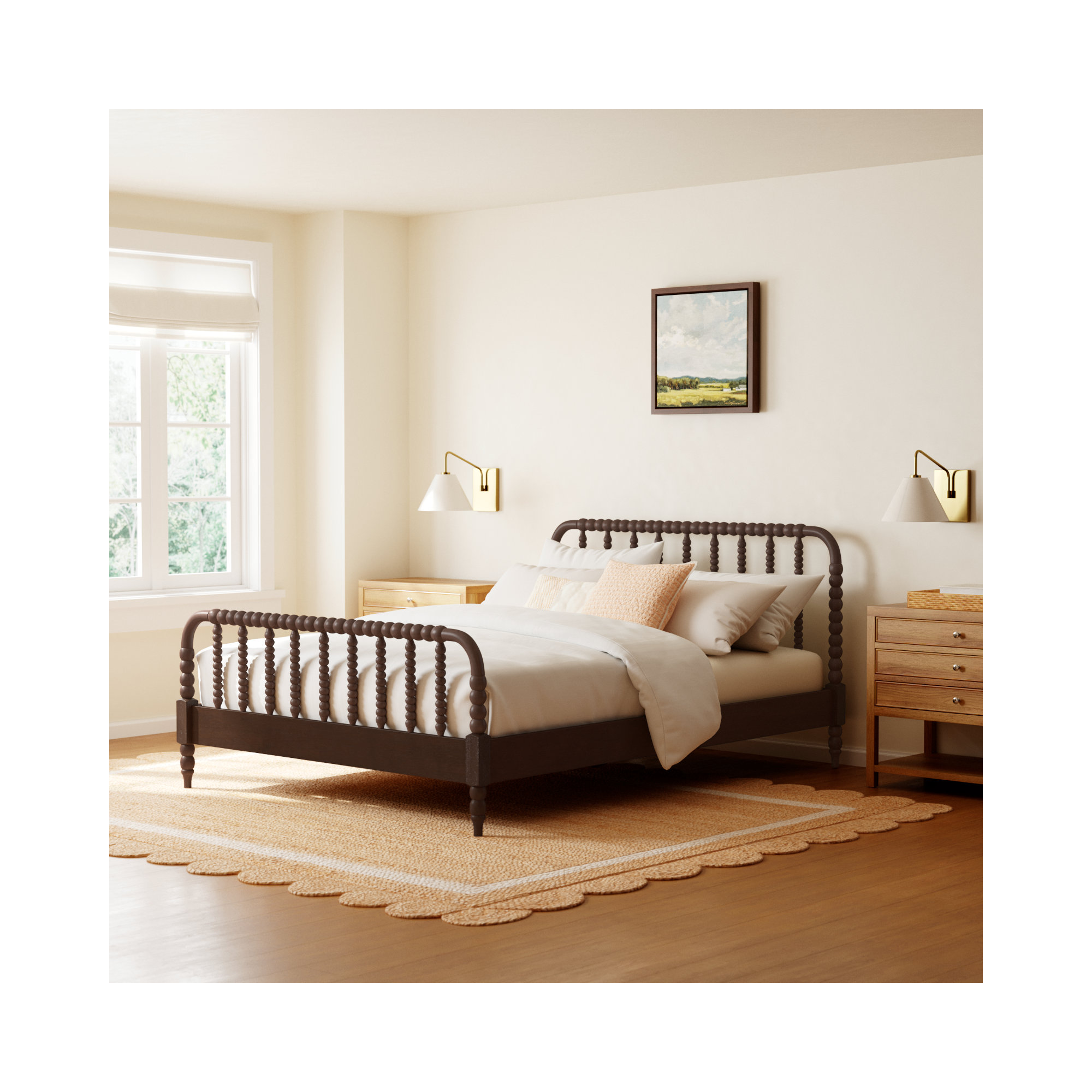 Benbrook Wood Spindle Bed, Queen, Antique Coffee