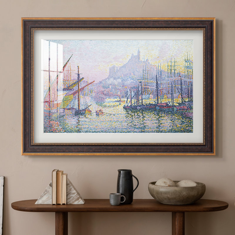 Le port de Marseille, 1905 - Paul Signac - Estampe encadrée sur mesure, Format intérieur 20 po x 28 po, Or vénitien