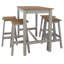 Lucian 4 - Person Solid Wood Tall Dining SET, split top plank design, grey and antique wax