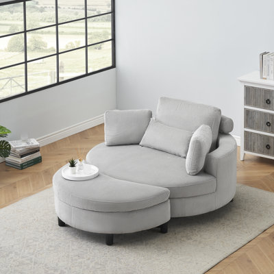 Crescent Corduroy Sofa With Two Throw Pillows And One Lumbar Pillow, Comes With Extra Tray