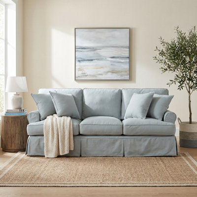 Pike 85" Rolled Arm Slipcovered Sofa with Reversible Cushions