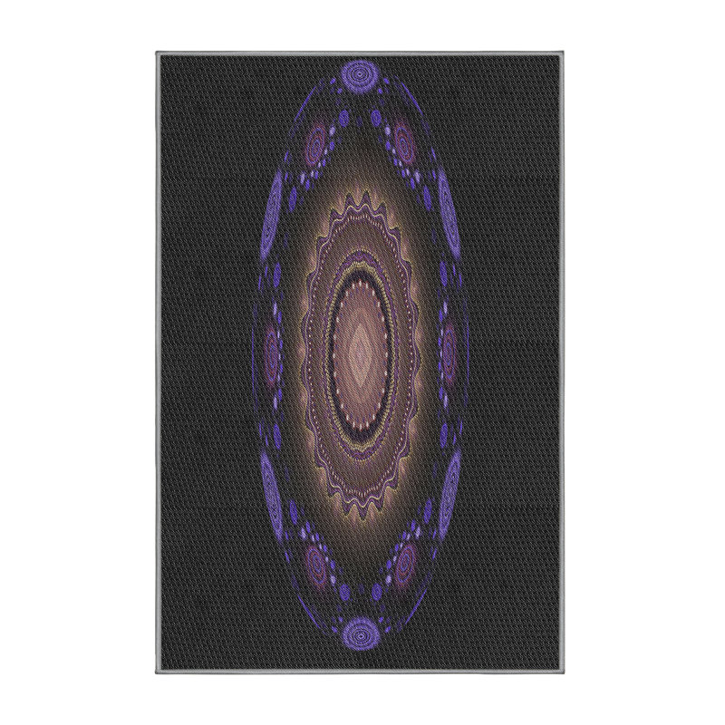 Tapis violet/brun/noir tissé à la machine, Rectangle 5 pi x 8 pi