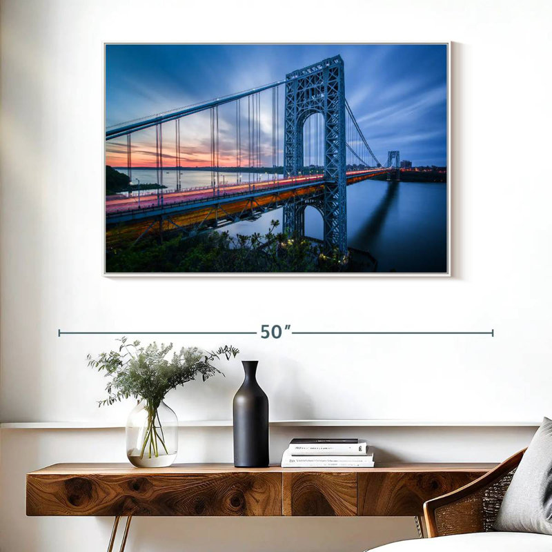 Pont George Washington à l'aube, Cadre flottant blanc, 40 po x 27 po
