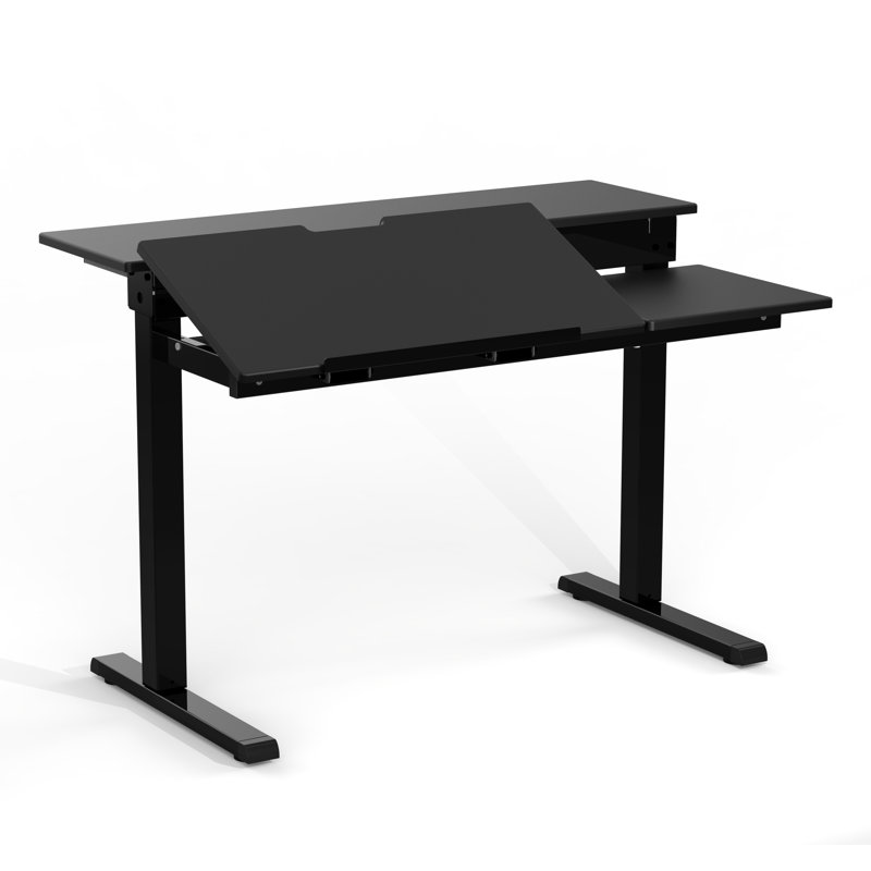 Black Adjustable Height Standing Desk with Keyboard Tray