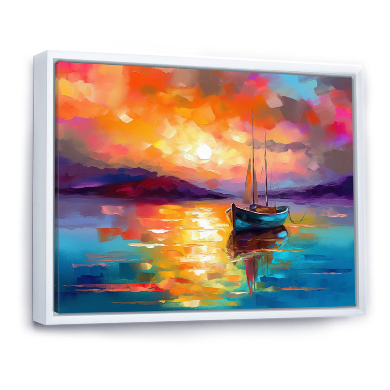 «Colorful Harbour Serenity III», reproduction sur toile, H 30 po x l 40 po x P 1,5 po, Cadre flottant blanc
