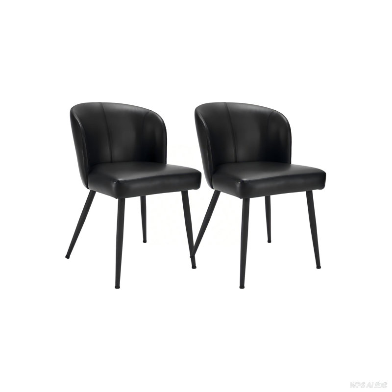 Modern Upholstered Faux Leather Dining Chairs (Set of 2), Black, 2