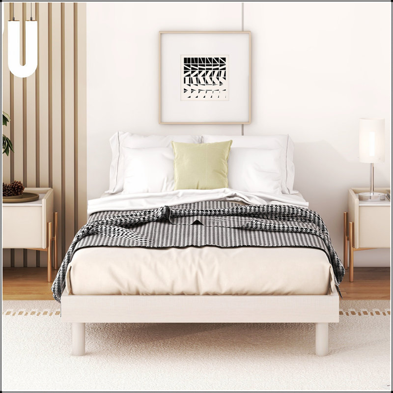 Modern Design Floating Platform Bed Frame With Durable Materials And Stylish Aesthetic For Contemporary Bedrooms, Twin