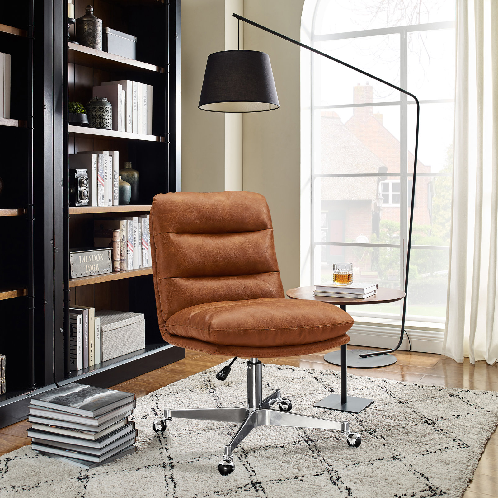 Paynesville Office Chair, Faux Leather, Cognac Faux Leather