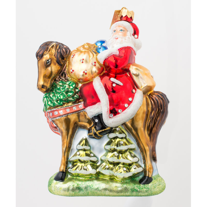 Ornement figurine à suspendre santa on cheval
