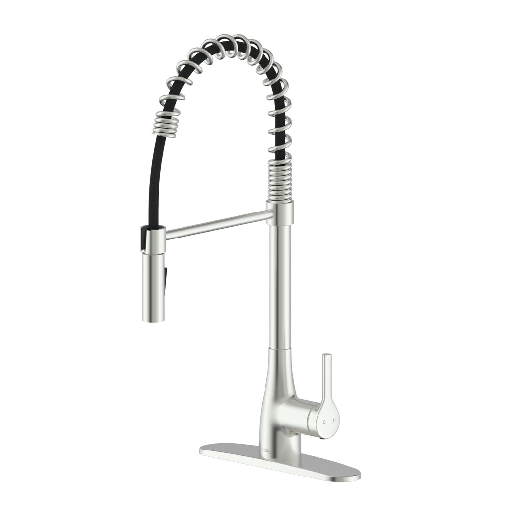 Spring Neck Pull Down Single Handle Kitchen Faucet Bio Bidet by BEMIS 