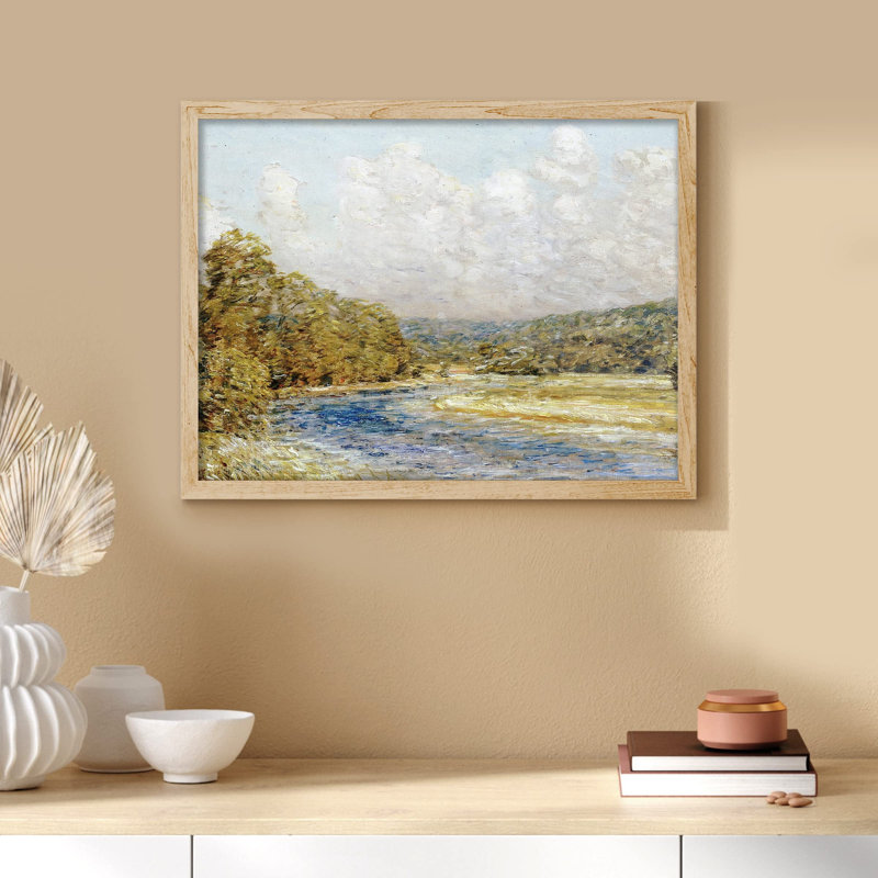 «Pastel Green Mountain River Lake» sur papier, Naturel, H 11 po x l 14 po