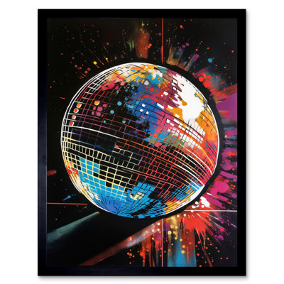 Linzell Disco Ball Music Night Reflections - Single Picture Frame Print