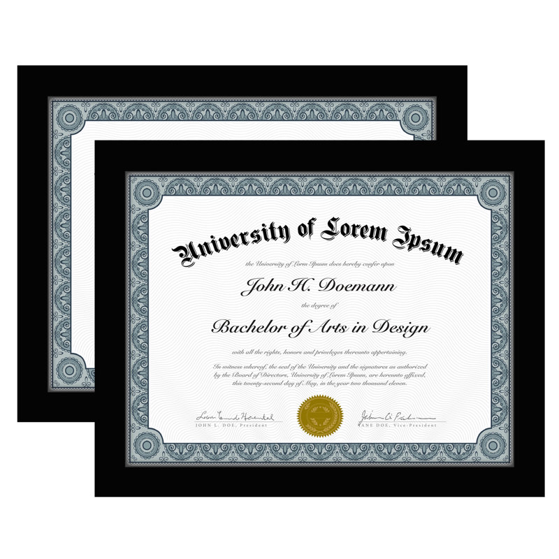 Meridee 8.5x11 Diploma Frame - Document Frame with Shatter-Resistant Glass and Engineered Wood - (2 Pack)