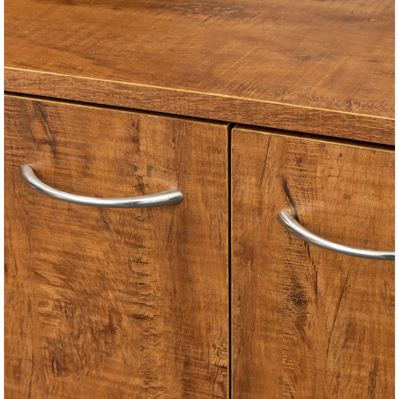 Armoire de cuisine haute avec 6 portes, 1 tablette ouverte et 1 tiroir, Noyer