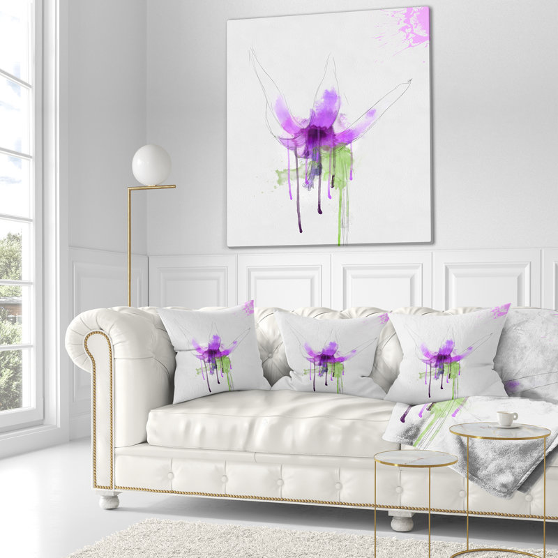 Fleur florale avec coussin de éclaboussure, 18 po x 18 po, Coussin décoratif