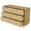 115cm 6-Drawer Chest with Faux Rattan Panel, Japandi Wide PVC Woven Dresser with Anti-Tip Device & Metal Handles,  Oak / Black-669303800