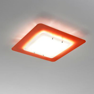 Pop-Up Glass Flush Mount, Orange / White