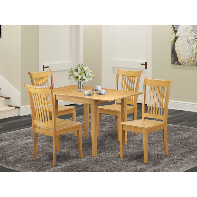 L'ensemble 3 pièces de table et chaises de cuisine contient une table de salle à manger rectangulaire avec Dropleaf et 2 chaises en bois massif, chêne