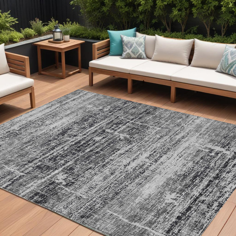 Tapis intérieur gris lavable abstrait 10 pi x 14 pi