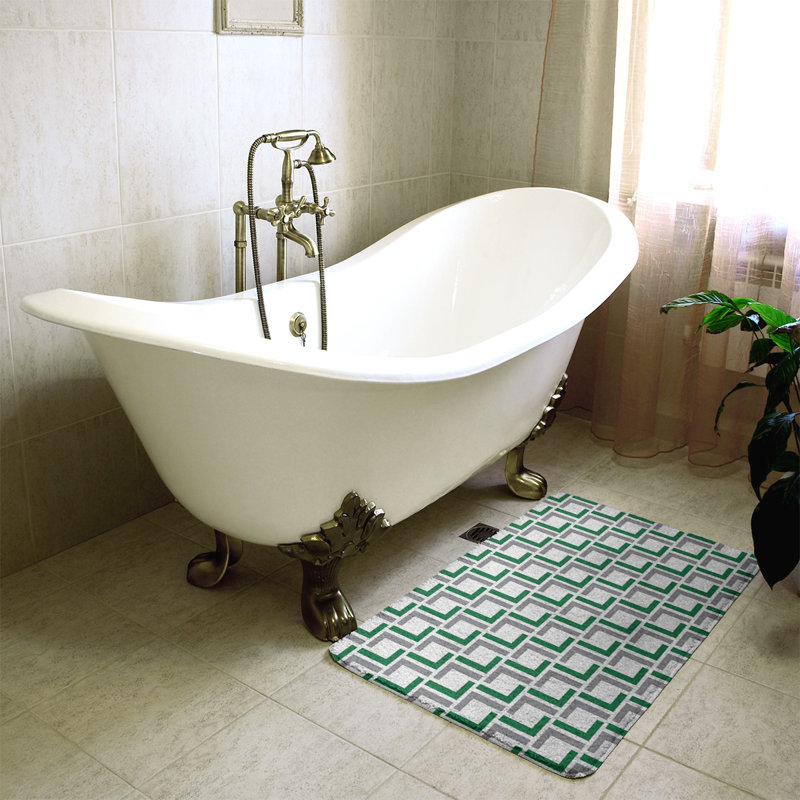 Tapis pour salle de bain Baltimore, l 17 po x L 24 po, Blanc / vert / argent