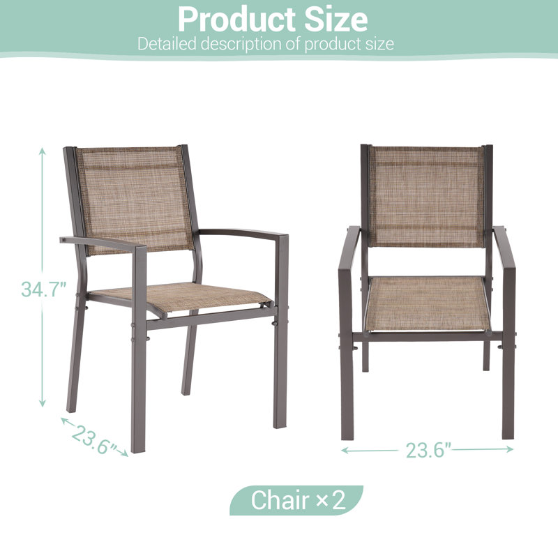 Ensemble de chaises de patio 2 pièces, Taupe