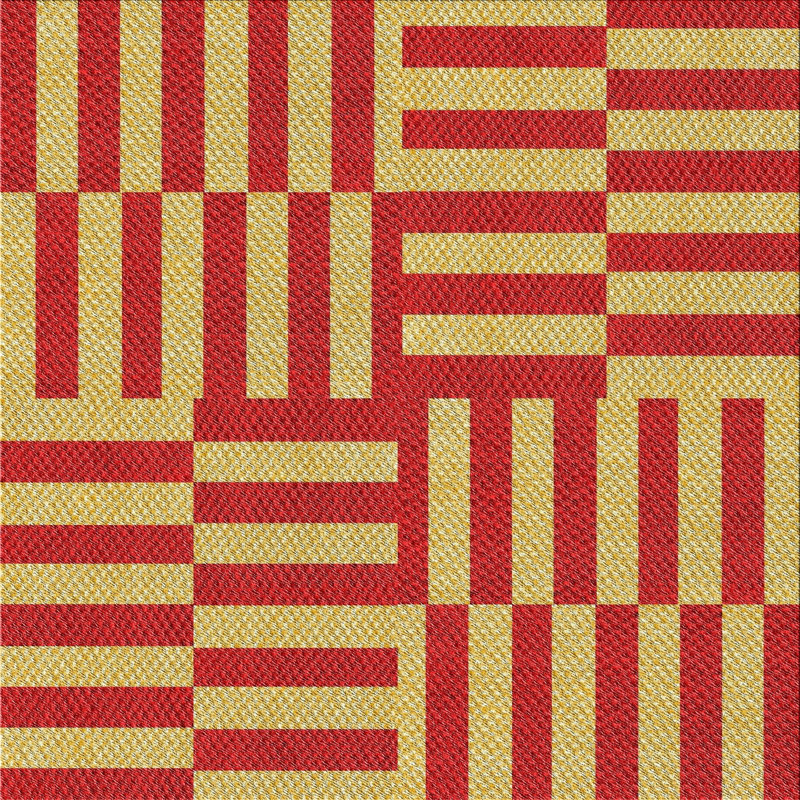 Tapis décoratif rouge à motif géométrique Puleo, Carré 4 pi