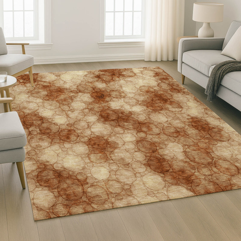Tapis abstrait lavable à la machine de qualité supérieure Mayfield AMF2424, Paprika, 5 pi x 7 pi 6 po