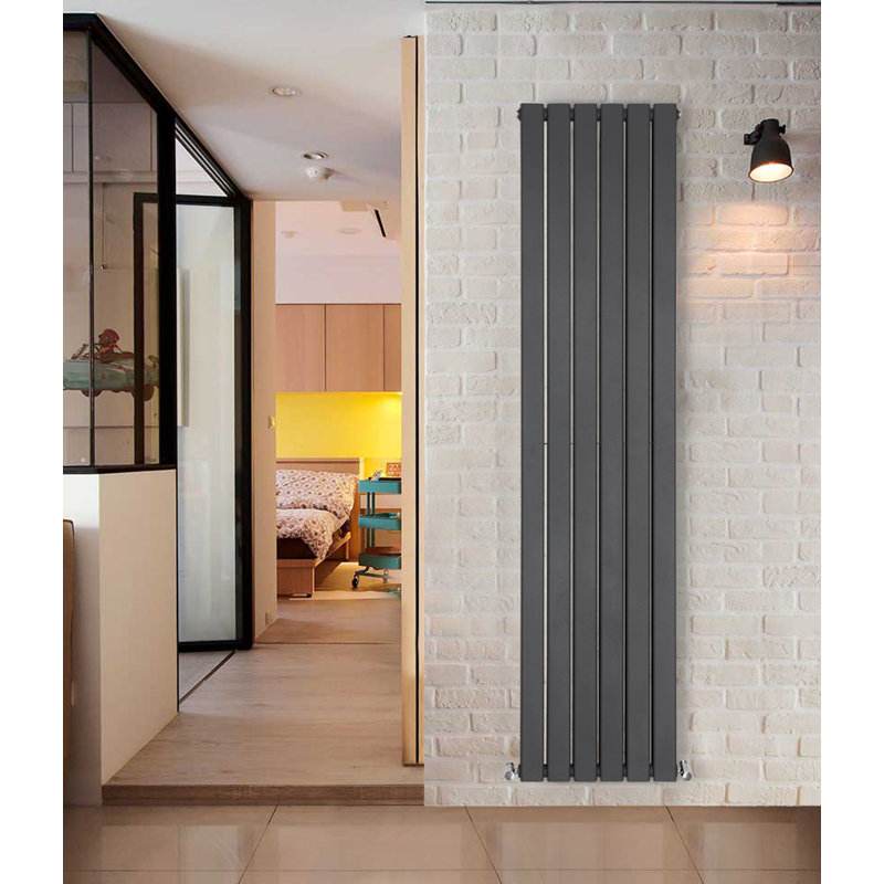 Shonna Vertical Double Flat Panel Radiator, Anthracite, 160cm H x 40.8cm W