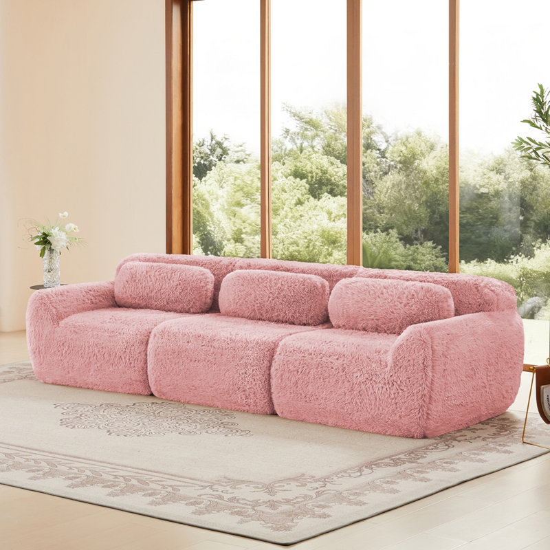Canapé modulaire ergonomique doux et moelleux 39D, 3 sièges, Rose
