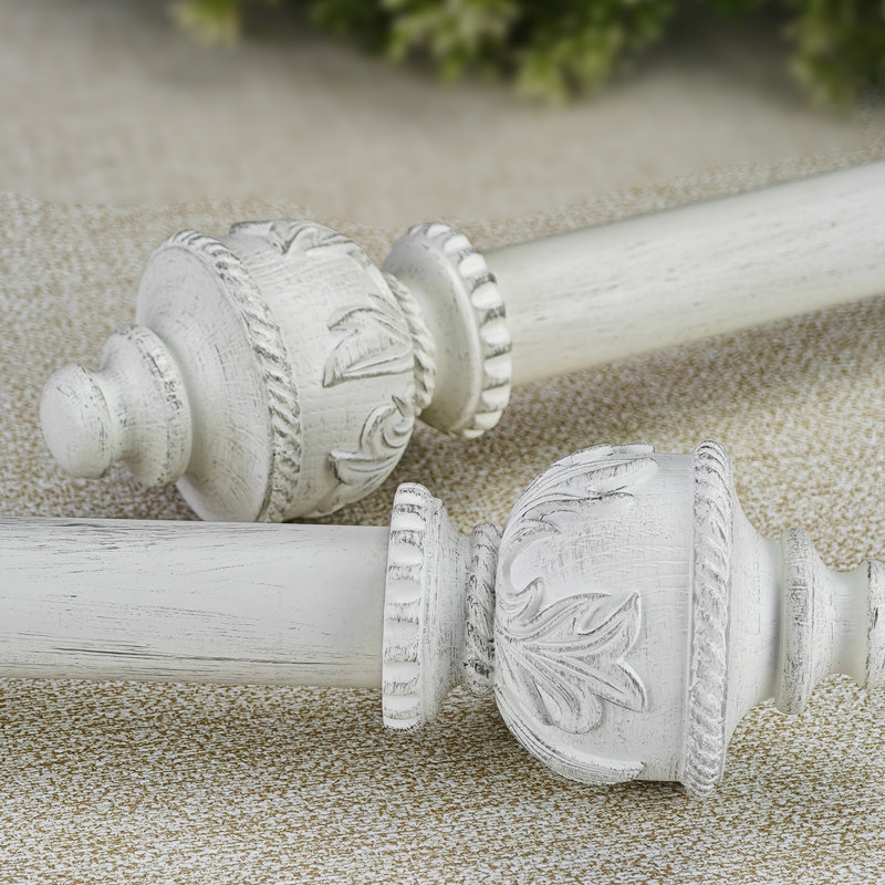 Ensemble de tringle à rideaux simple réglable de 1,125 po de diamètre, Blanc, 72" - 144"
