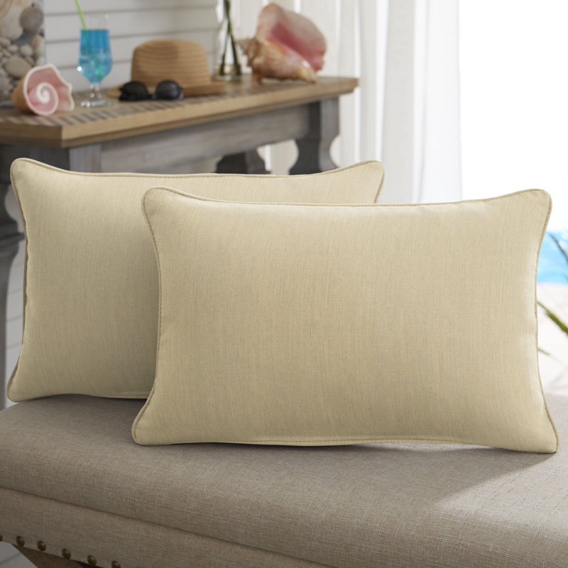 Selene Outdoor Reversible Throw Pillow, Fresco Tan, 14" x 24"