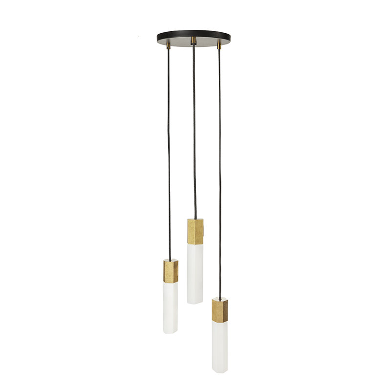 Luminaire suspendu en grappe à 3 lumières Basalt, Laiton
