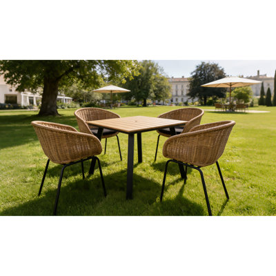 Tables de patio durables, composites en fer et en bois, modernes pour la cour arrière