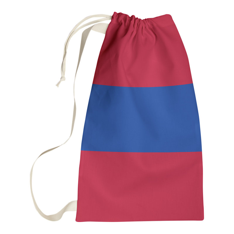 Fabric Laundry Bag with Handles, 29" H x 18" W x 1.5" D, Red/Blue/Red