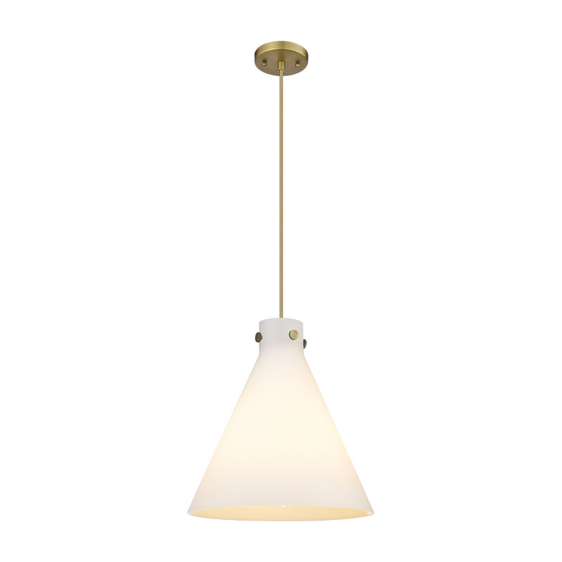 1 - Light Single Drop Pendant Pendant, Brushed Brass, Matte White, 11.75" H x 10" W x 10" D