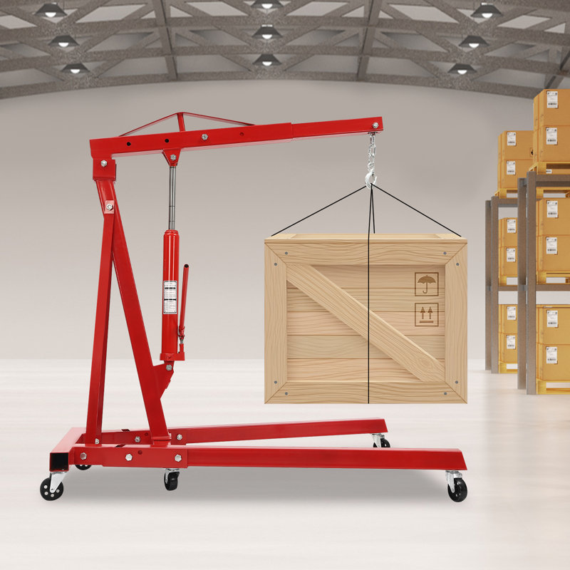 Grue de levage de moteur pliante de 2 tonnes en acier au carbone avec 6 roulettes en fer
